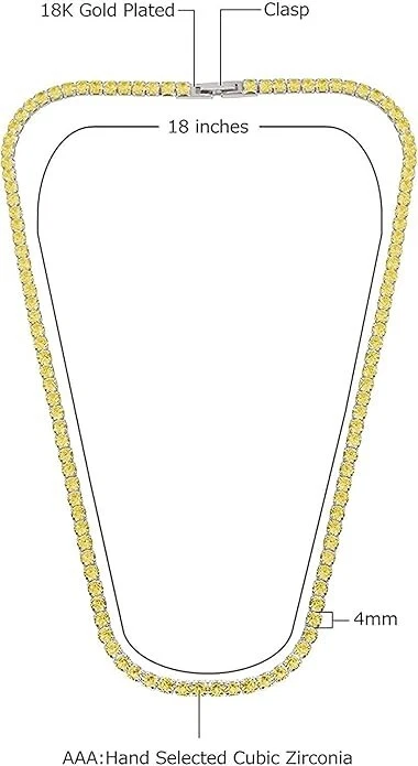 Women's 18k White Gold Plated Yellow CZ 4MM Round Cut Tennis Necklace - 18" - Image 2 of 4