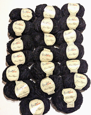 20 Soft Sparkly Skeins! Zegna Baruffa Italian WOOL Blend  Las Vegas #11 Black
