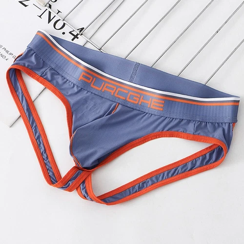 Men's Sexy Low Waist Jock Strap Underwear Thong Briefs Ice Silk Underpants-Open❤ - Picture 6 of 21