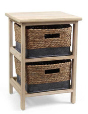 CASSETTIERA COMODINO 2 CASSETTI CORDA LEGNO NATURALE CLASSICO MODERNO 43*33*31cm