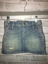 NWT GAP KIDS GAPKIDS DENIM JEAN SKIRT GIRLS 6 SHORTS INSIDE DISTRESSED WOODSTOCK