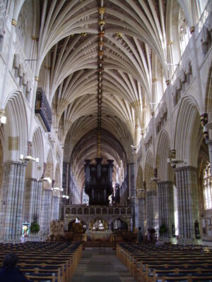 Photo 6x4 The nave of Exeter Cathedral From the west end of the nave look c2008