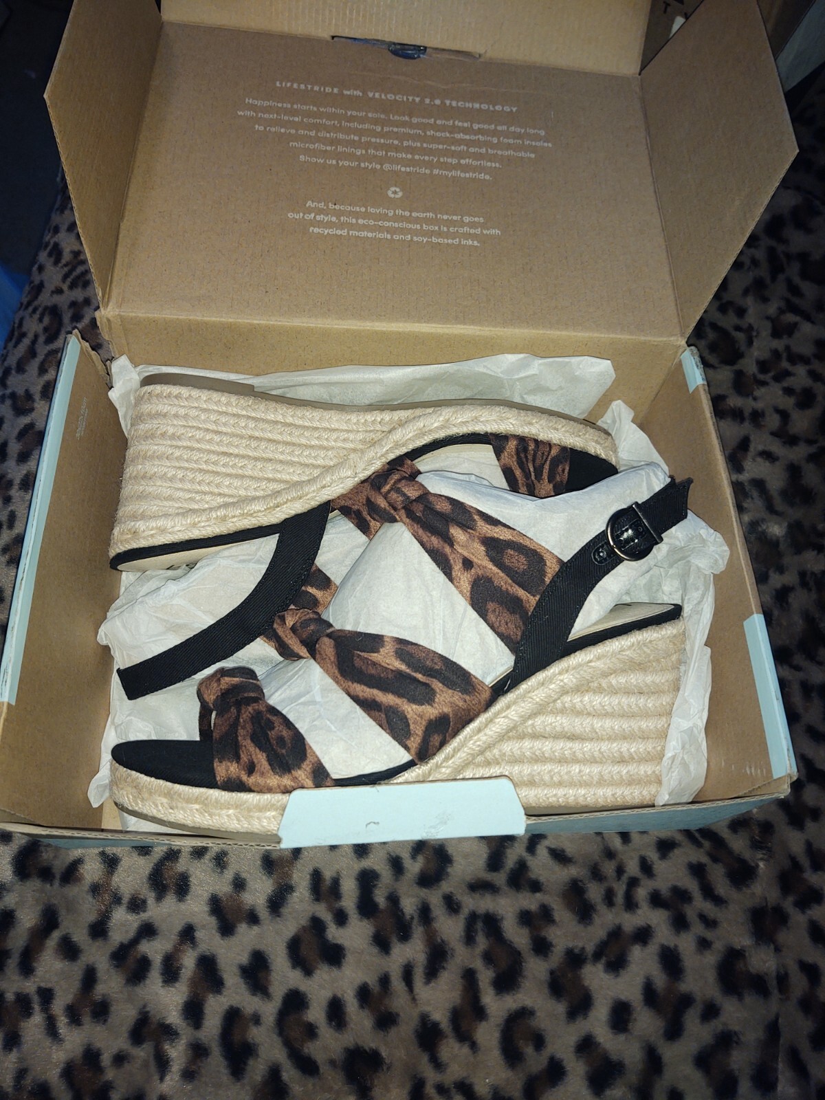 Life Stride leopard print wedge sandals size 10 NWOT-image