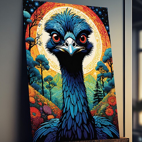 Funny Emu Bird Wall Art Poster Print Gift Australian Cute Aussie Animal ...