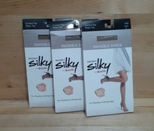 3 PAIRS:SECRET SILKY control top pantyhose Invisible sheer D-fit 5'3"-5'9 SUNTAN