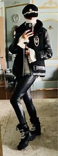 Nwt Black Faux Leather Fur Jacket Size M With Boots And Hat