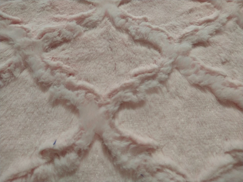 Remnant Minky Plush Fabric Lattice Shannon Fabrics Pink 38" Lx38" W + 83" Lx16"W - Image 3 of 4