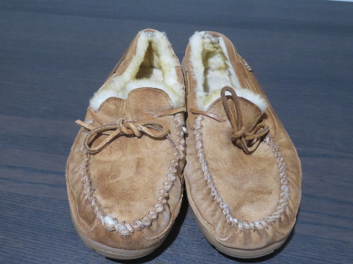 LL Bean Mens 13 Slippers Wicked Good Brown Suede Moccasin 