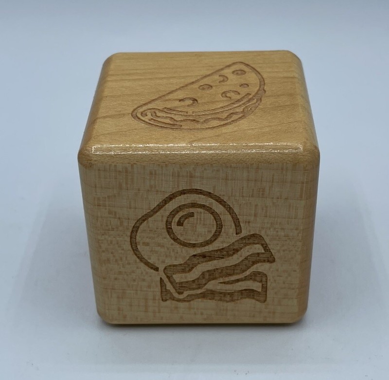 Dinner Decider Die Wooden Carved Pictures Of Food To Chose In Great Shape
