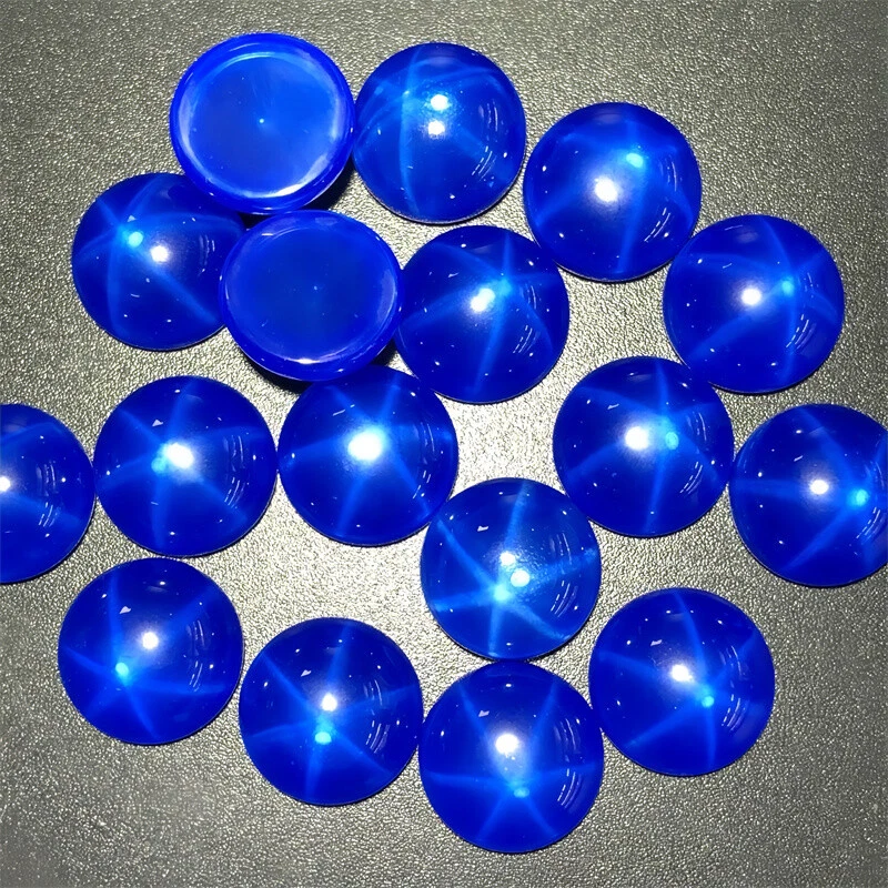 Top Quality Round Cabochon Blue Star Sapphire Lab-Created AAAA+ Loose Gemstone - Image 3 of 4