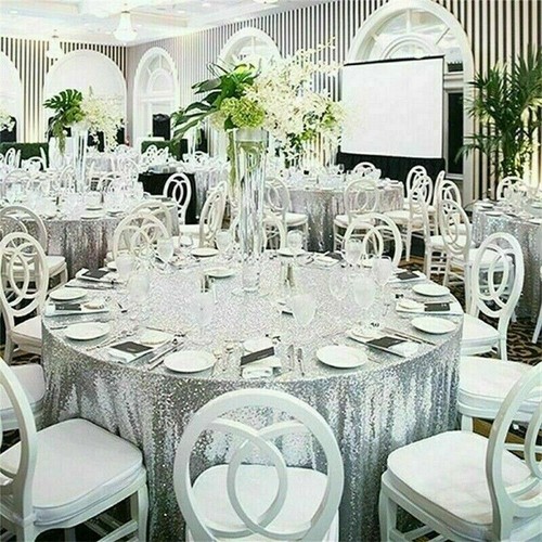 Round Sequin Tablecloths Table Cloth Cover Wedding Event Party Tableware NR9 - Picture 9 of 18