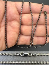 Ball Moon Bead Chain 2.5mm Necklace Black Rhodium Over Real 925 Sterling Silver