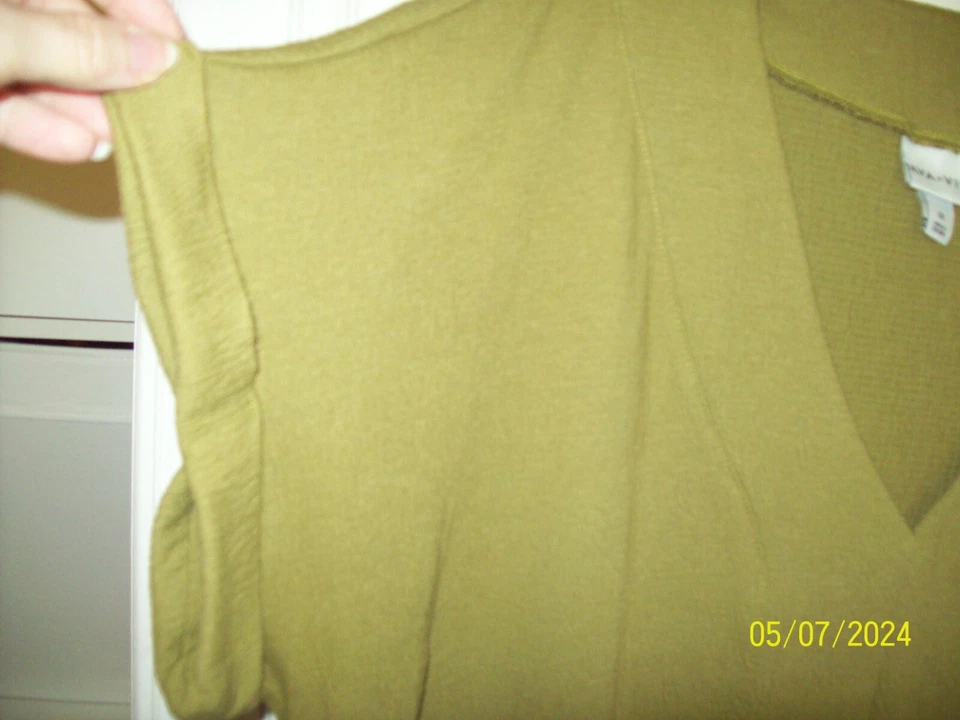 Ava and Viv Pullover STRETCHY Olive Green Top Blouse PLUS SZ 1X Chest 52" - Image 2 of 4