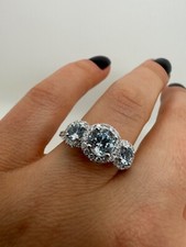 Platinum Trilogy Aquamarines And Diamonds Ring 1.52Ct Gg28