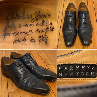 CALZOLERIA HARRIS Size 12/13 Dark Blue Leather Derby/Oxford  display picture 1