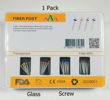 20*Dental Glass Resin Fiber Post Screw 1.2 1.4 1.6 1.8 Root Canal Pins+ 4 Drills