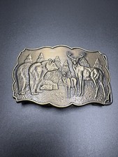 Cowboy Cowgirl Metal Western Belt Buckle Bear Big Buck Deer Outdoor Animal Trees