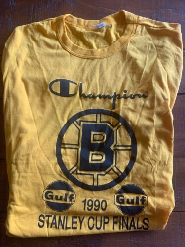  1990 Stanley Cup Finals Boston Bruins T Shirt Champion Size X-Large- Very Rare - Afbeelding 1 van 3
