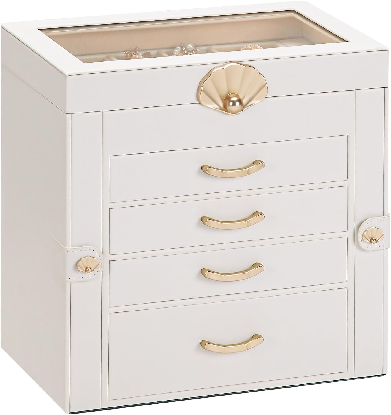 Jewelry Box with 4 Drawers: Display Organizer for Earrings Necklaces - Gift for-image