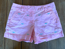 Vineyard Vines Girls 10 Shorts Pink w/ Embroidered Blue Whales Chino Logo Preppy