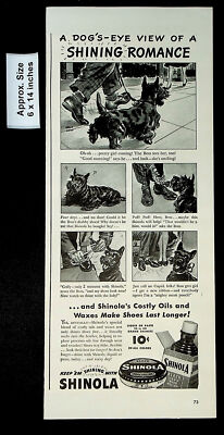 1942 Shinola Shoe Polish Cute Little Black Dog Vintage Print Ad
