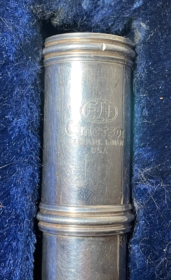 Flauta vintage Emerson eld elkhart Indiana plata números de serie 33765 estuche antiguo Foto 3 de 4