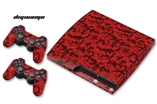 Skin Decal For PS3 Slim PlayStation 3  Console + Controller Digicamo-Red