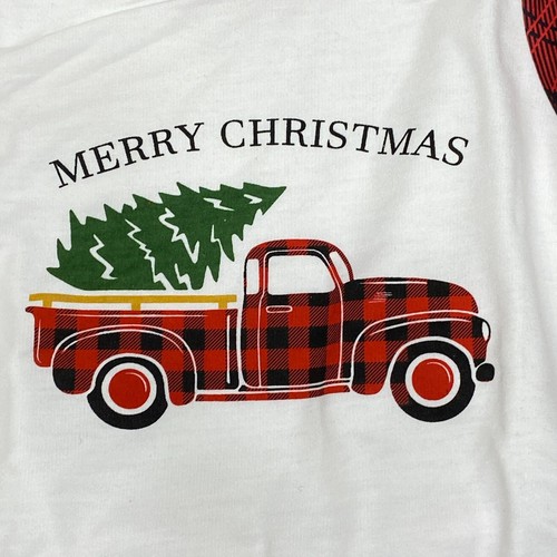 Red Truck Girls Pajamas S, M Buffalo Plaid Red/Black Ruffle Country Christmas - Picture 4 of 38