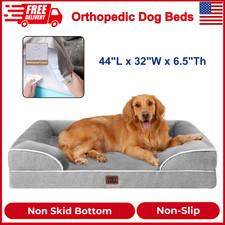 Orthopedic XL Dog Bed 44x32in, Waterproof Memory Foam, Non-Slip, Washable Cover
