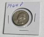 1964-P Washington quarter, 25c US. 90% silver coin XF-AU