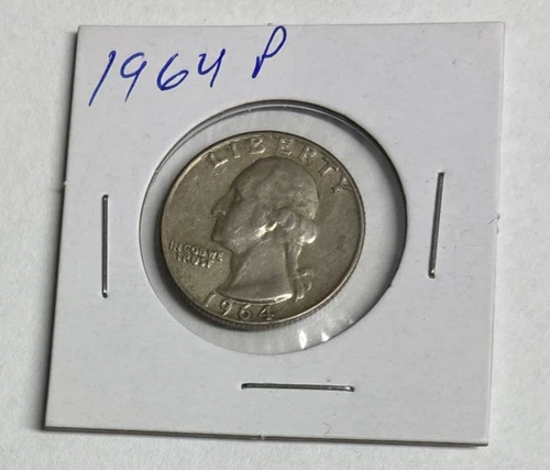 1964-P Washington quarter, 25c US. 90% silver coin XF-AU