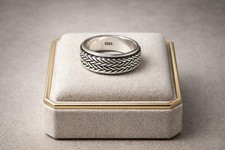 Sterling Silver Braided Band Spinning Fidget Ring Size 10