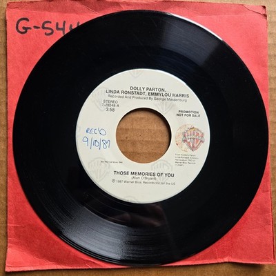 DOLLY PARTON LINDA RONSTADT EMMYLOU HARRIS Those Memories Of You 45 7'' Vinyl