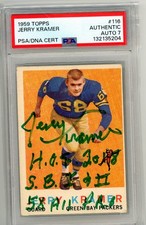 1959 Topps JERRY KRAMER  #116 HOF Signed RC PSA/DNA Rookie Auto Hall Of Fame