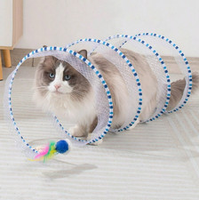 Cat Tube Foldable Pet S Shape Interactive Tunnel Toy with Feather Anti Scratch