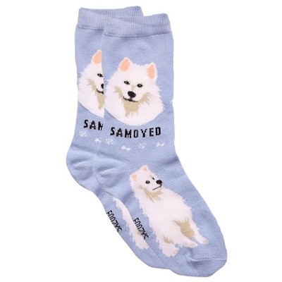 Samoyed Foozys Fun Novelty Crew Socks (1 Pair - Blue)