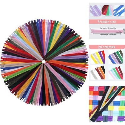 60 Pack 14 Inch Nylon Coil Zippers Bulk Assorted Colors for Sewing Crafts Tailor