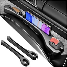 2PCS Car Seat Gap Organizer with Phone Holder Black Set