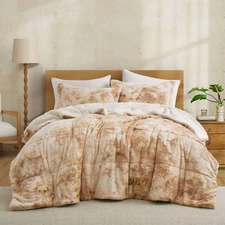 3 Piece Winter Reversible Comforter Set Faux Shearling Ultra