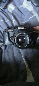 Chinon CE-4  Film Camera , With Leather Case .  Non Tested