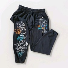 Disney Mickey Mouse Kid's Embroidered Joggers Black Fleece Unisex Sz M 7/9 GUC