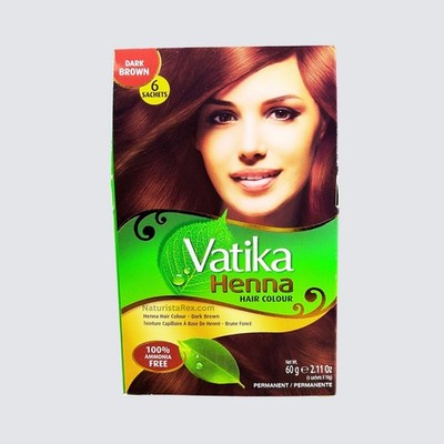Vatika Henna Dark Brown PERMANENT HAIR COLOUR 100% AMMONIA FREE (60g) 2.11 OZ