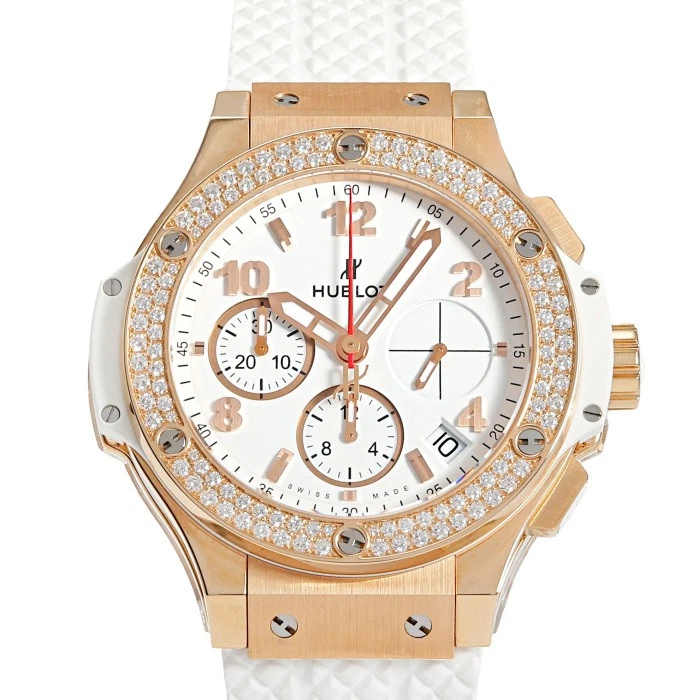 Hublot — Hublot Big Bang 341.PE.230.RW.114 Pink Gold Diamond 41.0mm White Dial #YKW198