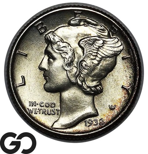 1938 Mercury Dime *Full Split Bands, Solid Gem BU++