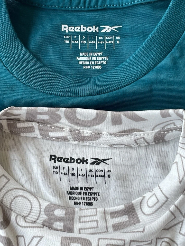 Set Of 2 Reebok Athletic Boy's Short Sleeve T-shirts Size 5 NWT Blue Gray Logo - Image 3 of 4