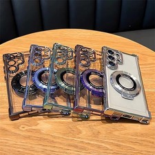 Luxury Magnetic Stand Clear Case For Samsung S25 S24 Ultra S23 S22 S21Plus Cover