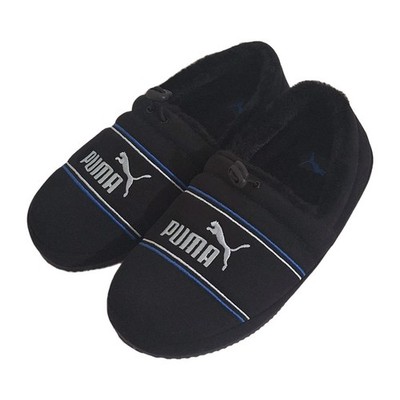 PUMA Tuff Mocc Jersey Slipper Shoes Womens Size 7 Black Blue Logo NWOB 