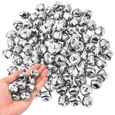 KISEER 100 Pcs Jingle Bells Bulk, 1 Inch Craft for DIY Christmas Silver