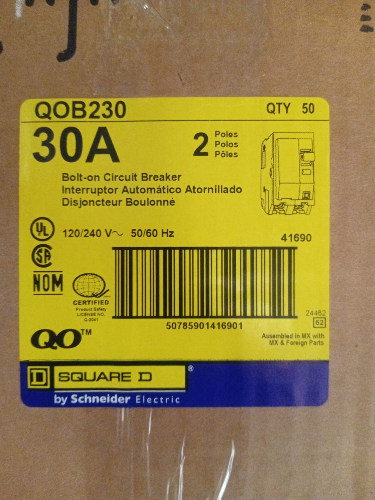 Square D QOB230 Circuit Breaker -Box of 10 Pcs - Made in Mexico