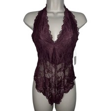 Intimately Free People Plum Jam Everyday Lace Bodysuit Size Small Sheer New 58